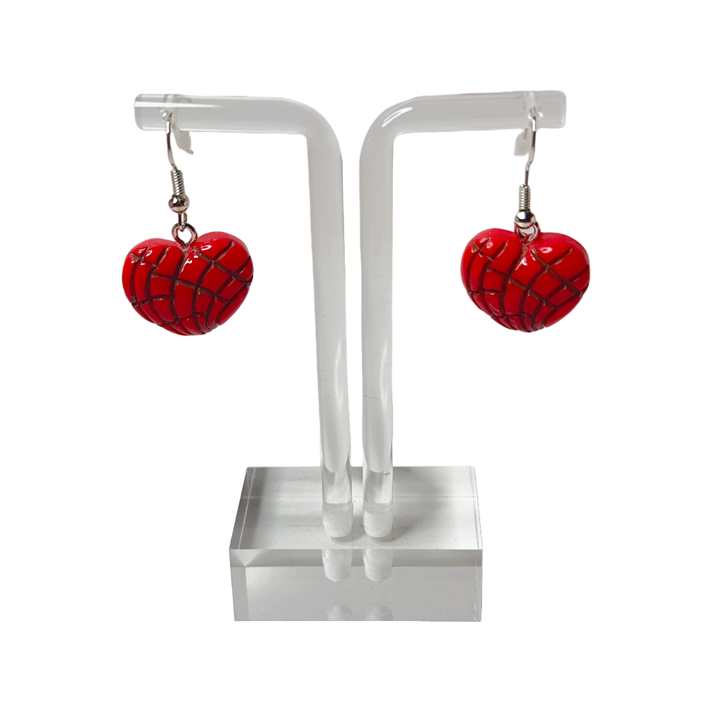 Corazon, Heart, hook earrings, pan dulce, conchas, mexican sweet bread, jewelry