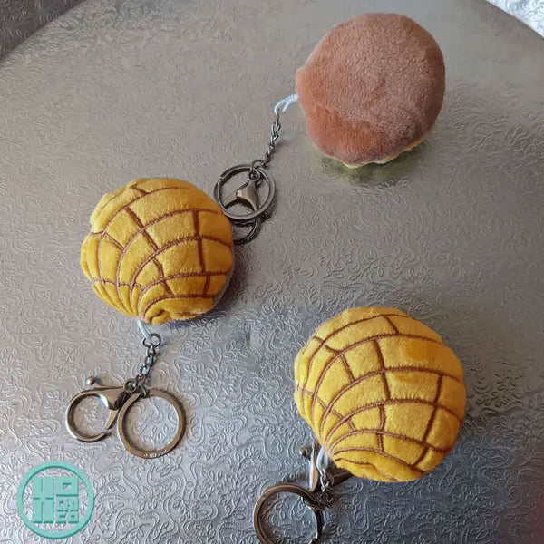 Egg yolk plush concha key chain