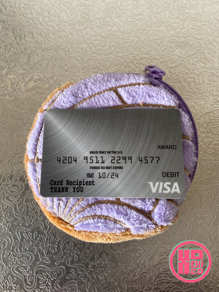 Pastel Coin purse with credit card shown