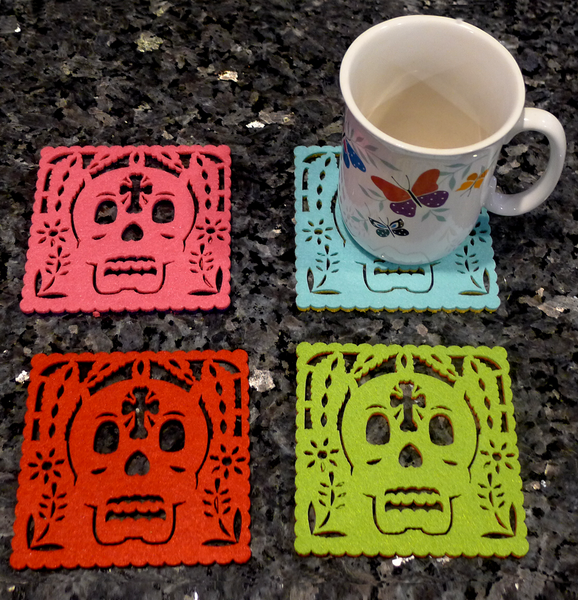 3 Skulls Felt Coasters