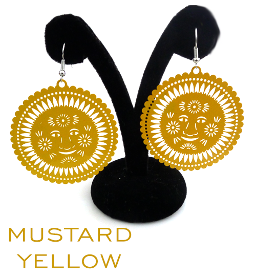 Papel Picado Earrings, Sol, Mustard Yellow