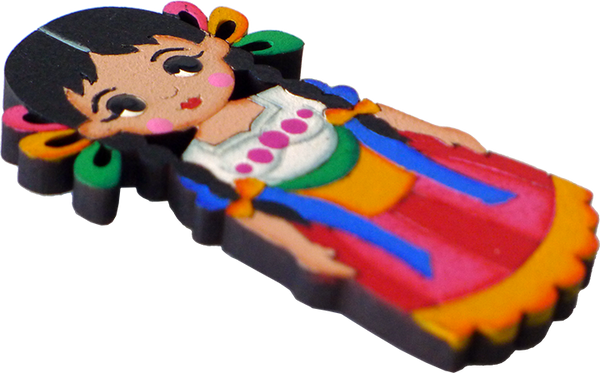 Michoacana Wooden Magnet, side view.