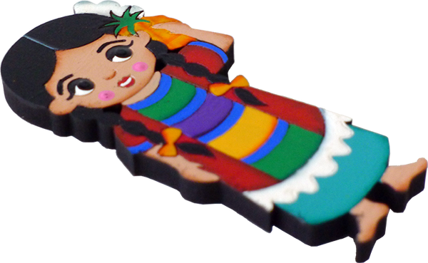 Oaxaqueña wooden magnet, side view