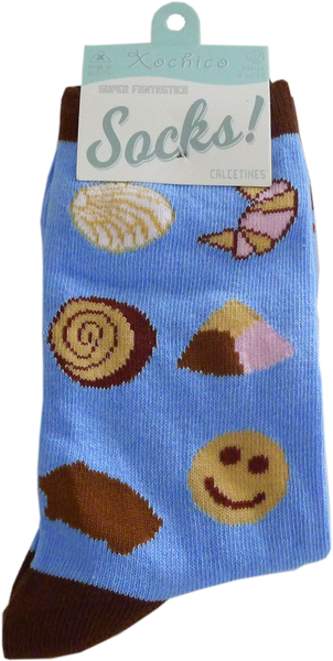 Multi pan dulce women's knit socks, front pack view