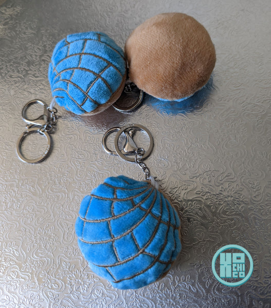 Plush Pastel Blue Concha Key Chain