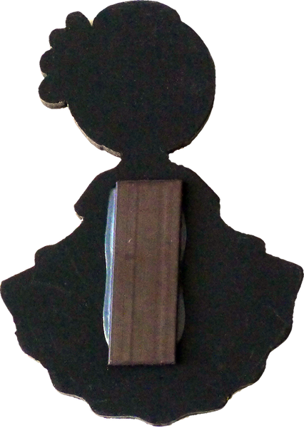 Veracruzana wooden magnet, back view