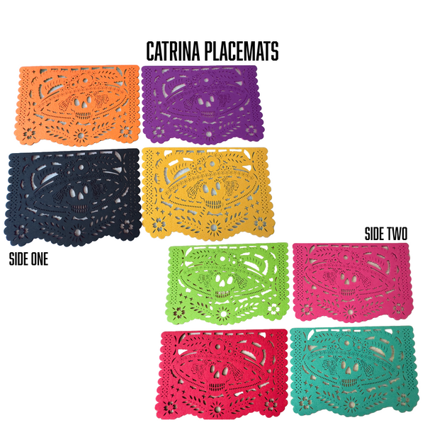 Catrina Placemats, both sides shown, eight different color choices