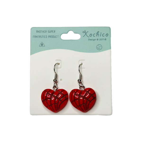 Corazon, Heart, hook earrings, pan dulce, conchas, mexican sweet bread, jewelry