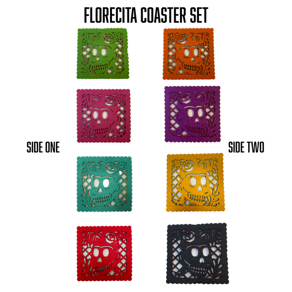 Florecita Coaster Set both sides shown