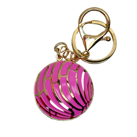 Enamel Pan Dulce Concha Key Chain, Strawberry