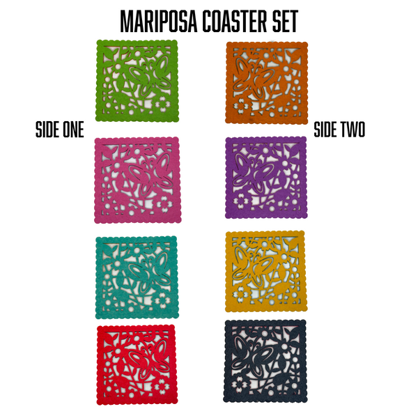 Mariposa Coaster Set front and back shown