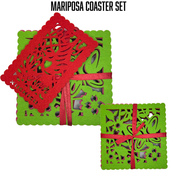 Mariposa Coaster Set with decorative tag