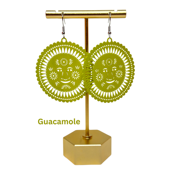 Papel Picado Earrings, Sol, Guacamole color