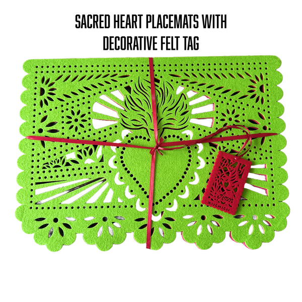 Sacred Heart Placemats with decorative felt tag