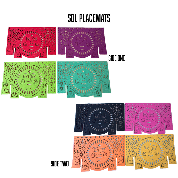 Sol placemats, double sided, eight different colors