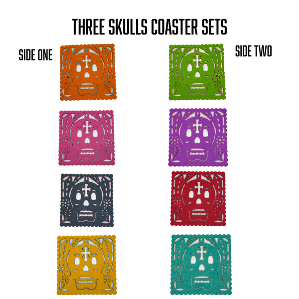 Skulls coaster sets, double sided