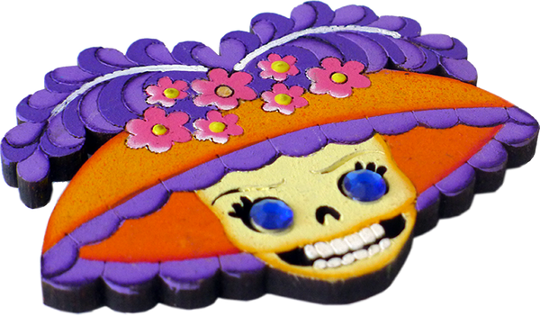 Catrina Wooden Magnet, side view