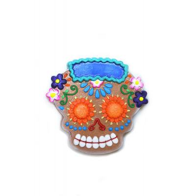 "Flores" Skull Clay Magnet