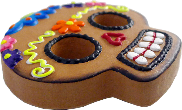 Gingerbread Calavera magnet, side view