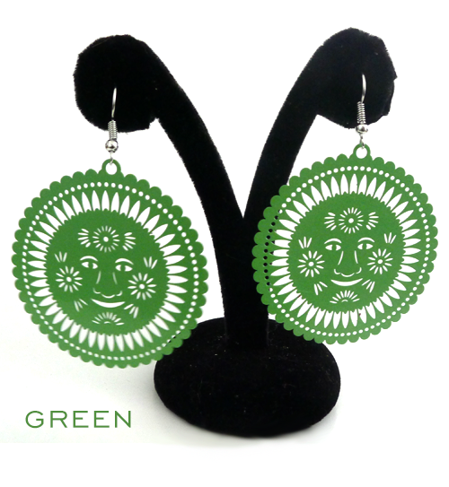 Papel Picado Earrings, Sol, Green