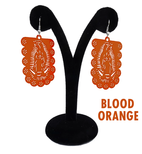 Papel Picado "Virgen" earrings, Blood Orange