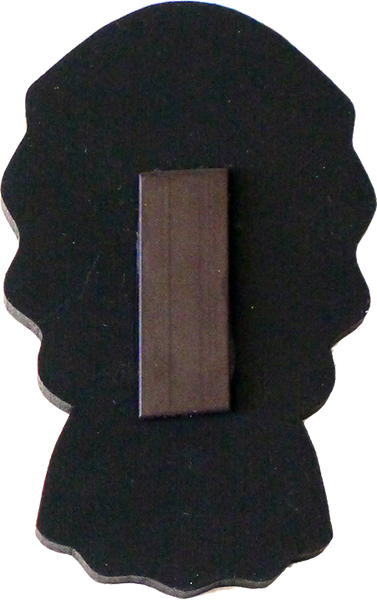 Tehuana wooden magnet, back view